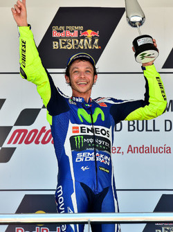 Podium: winnaar Valentino Rossi, Yamaha Factory Racing