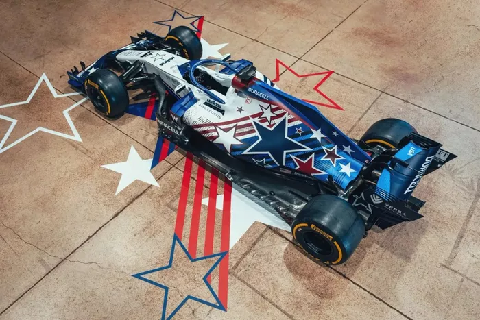 Decoración especial del equipo Williams para el GP de Estados Unidos
