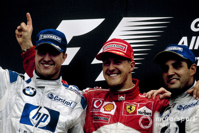 Podio: Michael Schumacher, Ferrari, Ralf Schumacher, BMW Williams, Juan-Pablo Montoya, BMW Williams