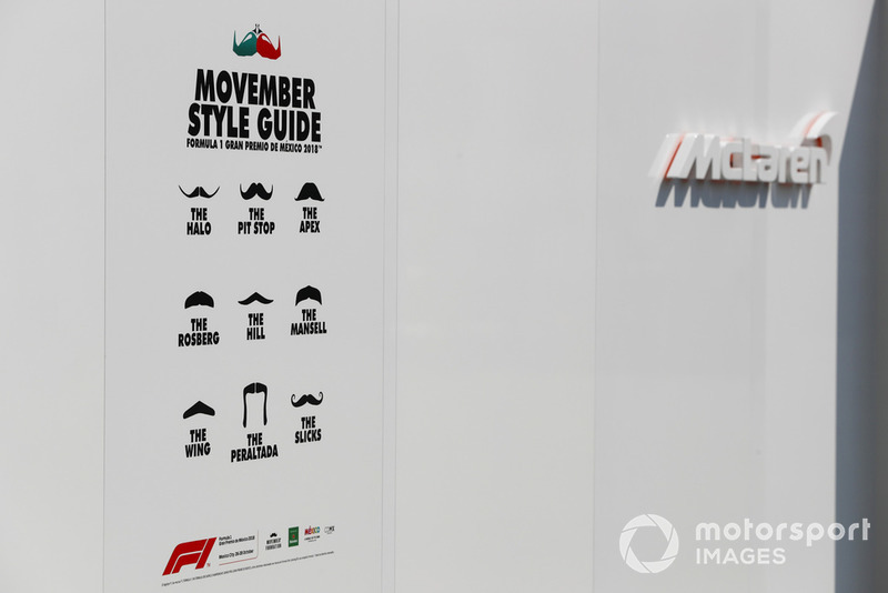 Una guía de estilo de bigote Movember de McLaren con temática de carreras