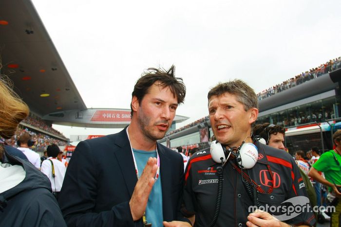Keanu Reeves, actor y Nick Fry, Honda F1 Team