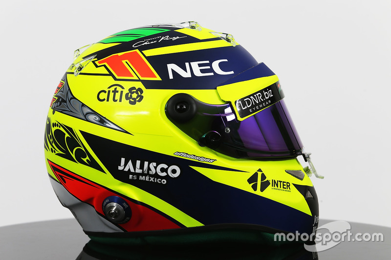 De helm van Sergio Perez, Sahara Force India F1