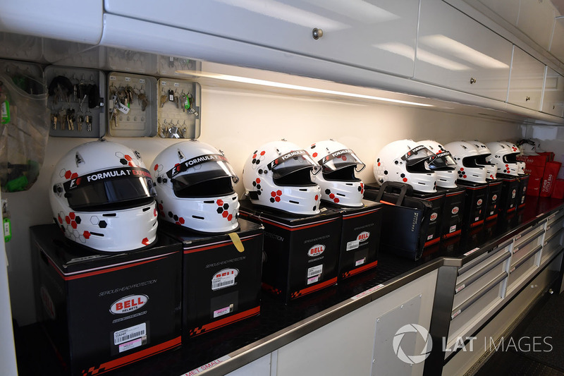Helmets in the F1 Experiences garage