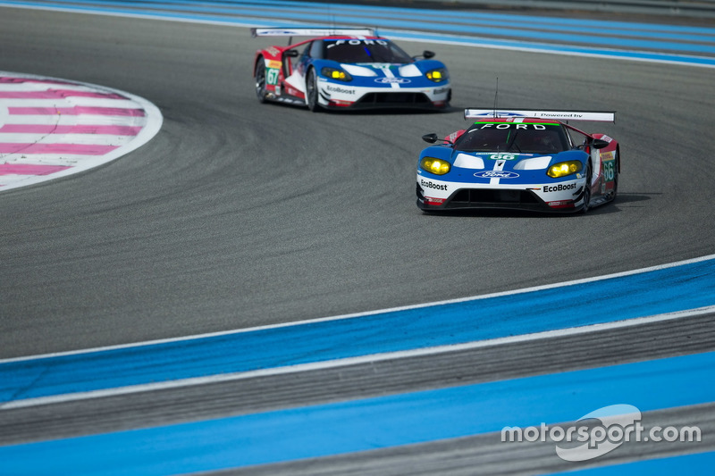 #66 Ford Chip Ganassi Racing Team UK, Ford GT: Billy Johnson, Stefan Mücke, Olivier Pla; #67 Ford Chip Ganassi Racing Team UK, Ford GT: Marino Franchitti, Andy Priaulx, Harry Tincknell