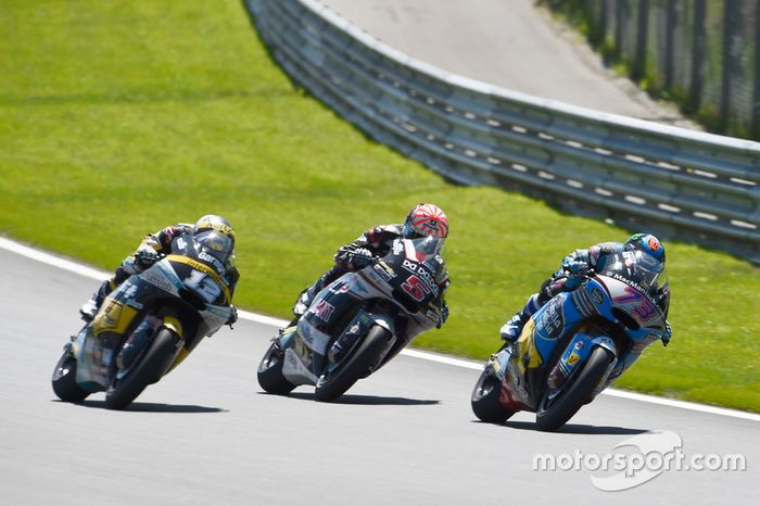 Alex Marquez, EG 0,0 Marc VDS, Kalex; Thomas Lüthi, Garage Plus Interwetten, Kalex; Johann Zarco, Ajo Motorsport, Kalex