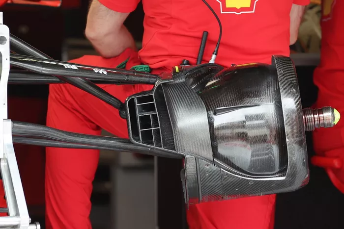 Detalle del conducto de freno del Ferrari SF21