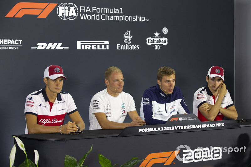 Marcus Ericsson, Sauber, Valtteri Bottas, Mercedes AMG F1, Sergey Sirotkin, Williams Racing and Charles Leclerc, Sauber in press conference