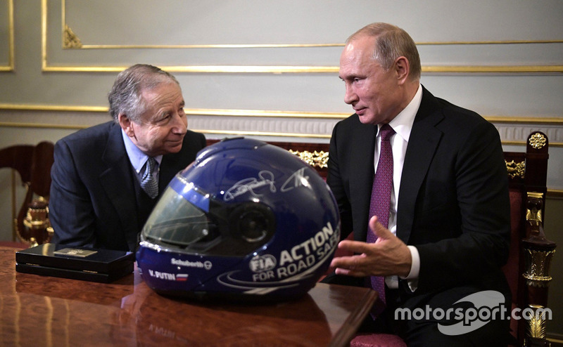 Vladimir Putin (Right), President of Russia and Jean Todt (Left), President of the Federation Internationale de l’Automobile (FIA)