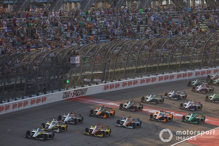 Colton Herta, Andretti Global w/Curb-Agajanian Honda, Scott McLaughlin, Team Penske Chevrolet, Alex Palou, Chip Ganassi Racing Honda, Will Power, Team Penske Chevrolet, Scott Dixon, Chip Ganassi Racing Honda, Patricio O'Ward, Arrow McLaren Chevrolet, Alex