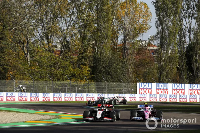 Romain Grosjean, Haas VF-20, Lance Stroll, Racing Point RP20