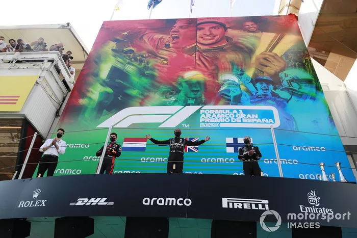 Podio: ganador, Lewis Hamilton, Mercedes-AMG Petronas F1, el segundo lugar Max Verstappen, Red Bull Racing y tercer lugar Valtteri Bottas, Mercedes-AMG Petronas F1