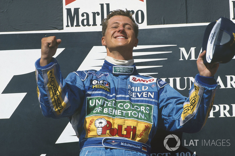 Podium: race winner Michael Schumacher, Benetton B194 Ford