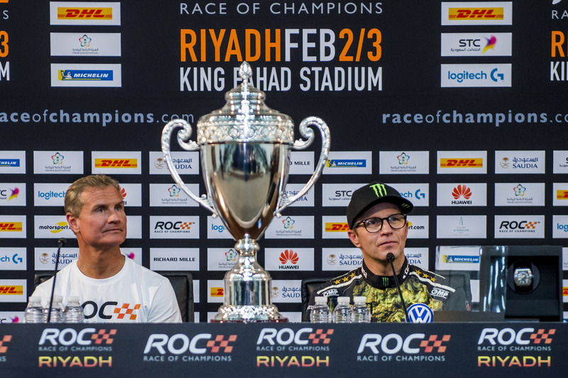 Winner David Coulthard and Petter Solberg in the press conference