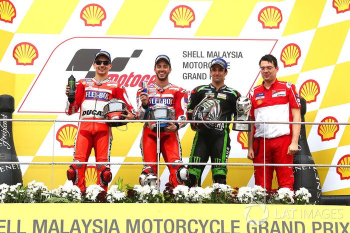 Podio: 1º Andrea Dovizioso, 2º  Jorge Lorenzo, 3º Johann Zarco