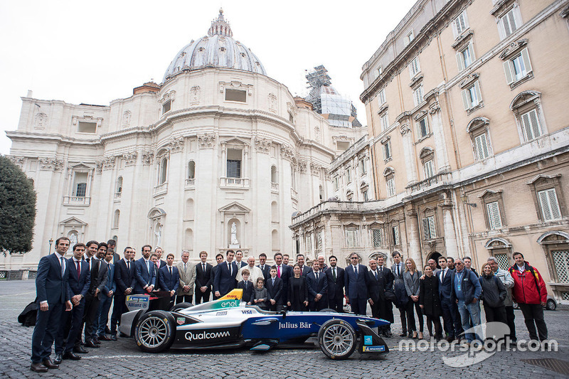 Group photo with Pope Francis, Alejandro Agag, CEO, Formula E