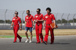 Sebastian Vettel, Ferrari, conducts a track walk with colleagues