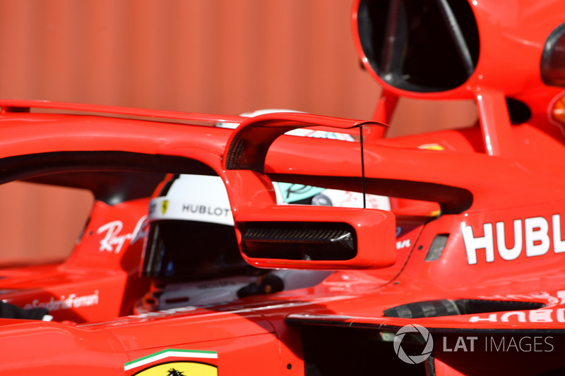 Sebastian Vettel, Ferrari SF71H with mirror mounted on halo