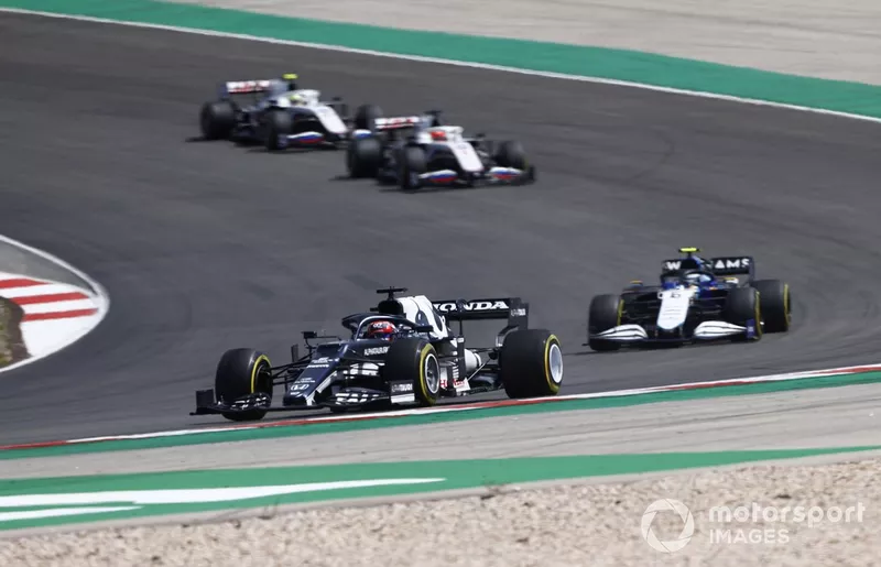 Yuki Tsunoda, AlphaTauri AT02, Nicholas Latifi, Williams FW43B, Nikita Mazepin, Haas VF-21, e Mick Schumacher, Haas VF-21