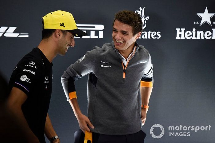 Daniel Ricciardo, Renault F1 Team y Lando Norris, McLaren en rueda de prensa