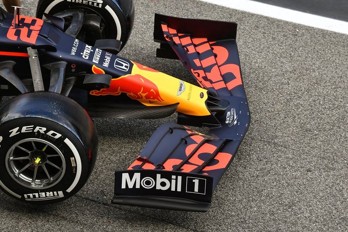 Detalle del alerón delantero del Red Bull Racing RB16