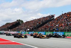George Russell, Mercedes F1 W15, Lando Norris, McLaren MCL38, Max Verstappen, Red Bull Racing RB20, Lewis Hamilton, Mercedes F1 W15, Carlos Sainz, Ferrari SF-24