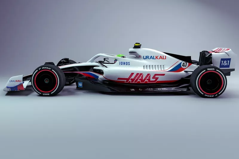 La livrée 2021 de la Haas sur la Formule 1 de 2022