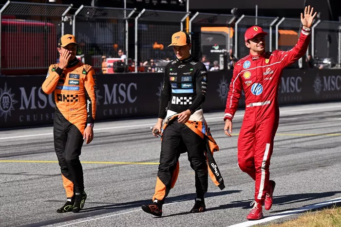 Charles Leclerc, Ferrari, Lando Norris, McLaren, Oscar Piastri, McLaren