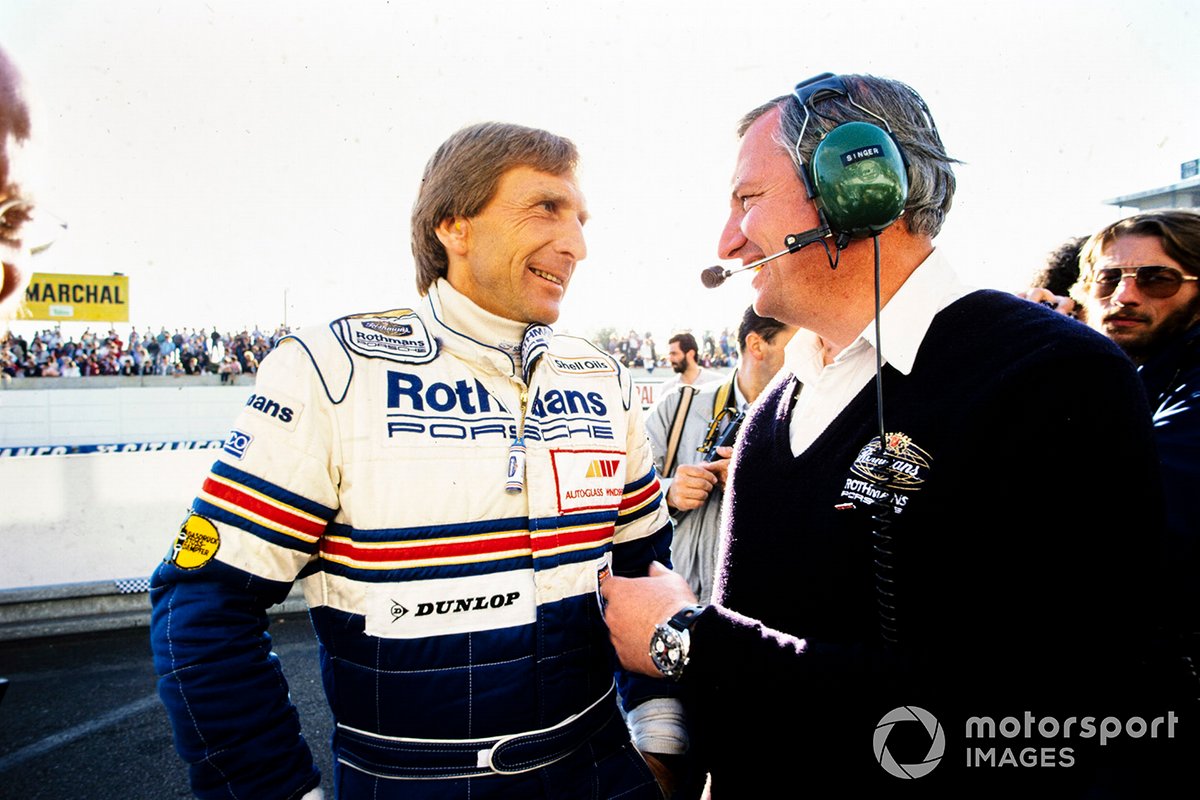 Singer (right), pictured with Bell, was the lead engineer on the 956/962 family of cars