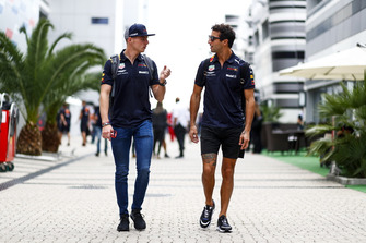 Max Verstappen, Red Bull Racing, talks to Daniel Ricciardo, Red Bull Racing