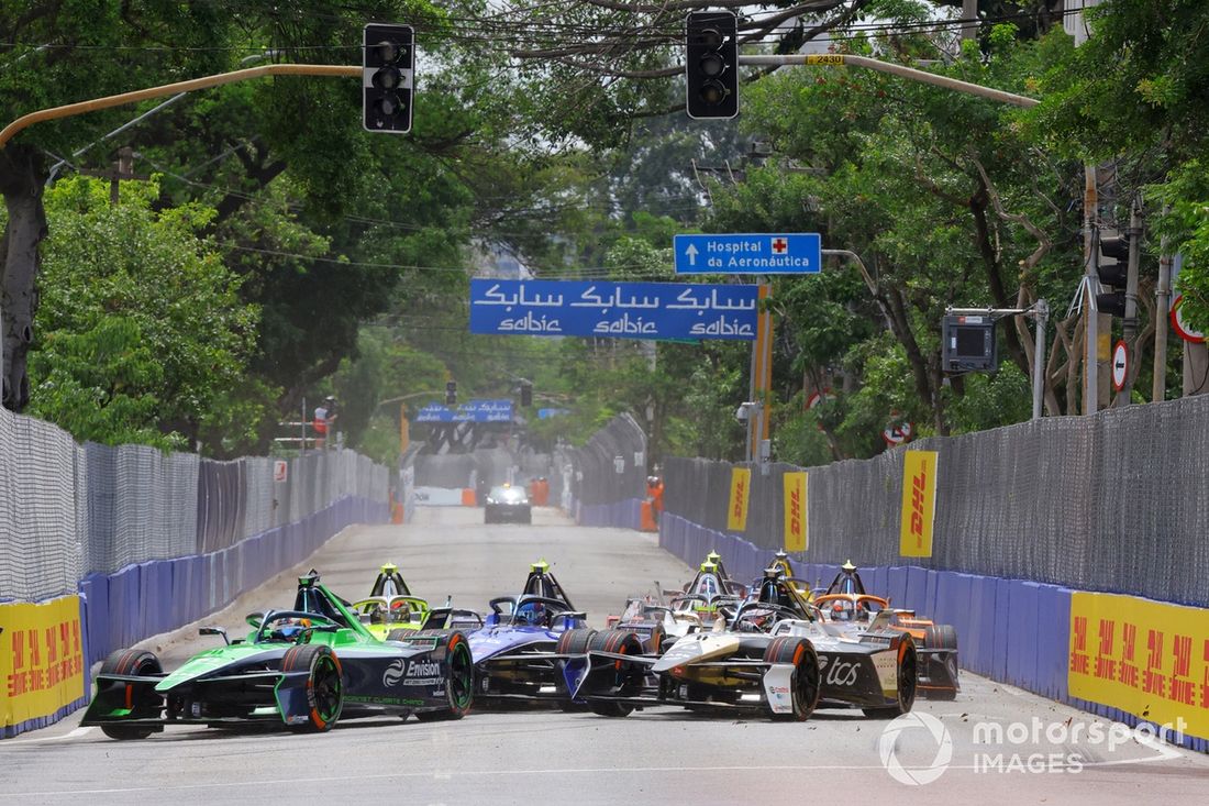 Sebastien Buemi Envision Racing Jaguar I-TYPE 7 Jake Hughes Maserati MSG Racing Maserati Tipo Folgore, Mitch Evans Jaguar TCS Racing Jaguar I-TYPE 7
