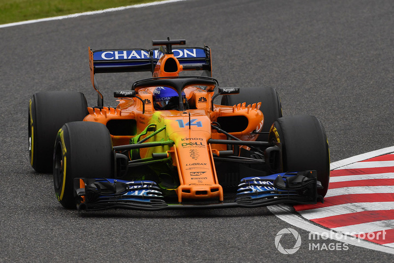 Peinture de flux sur la suspension de la McLaren MCL33 de Fernando Alonso