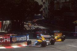 Start action, Alain Prost, Williams FW15C Renault leads Michael Schumacher, Benetton B193B Ford, Damon Hill, Williams FW15C Renault and Ayrton Senna, McLaren MP4/8 Ford