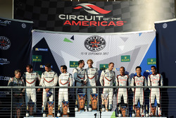 Podium: winners Timo Bernhard, Earl Bamber, Brendon Hartley, Porsche Team, second place Neel Jani, Andre Lotterer, Nick Tandy, Porsche Team, third place Stéphane Sarrazin, Sébastien Buemi, Kazuki Nakajima, Toyota Gazoo Racing