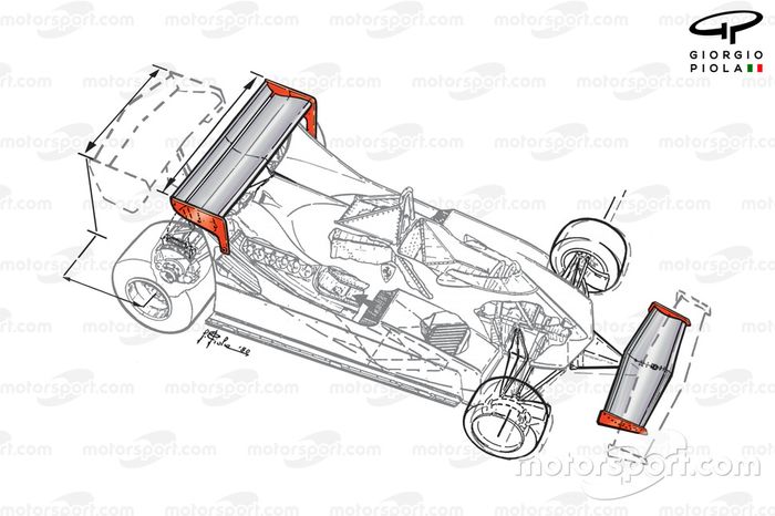 Alerones de la Ferrari 312T5 para el GP de Mónaco