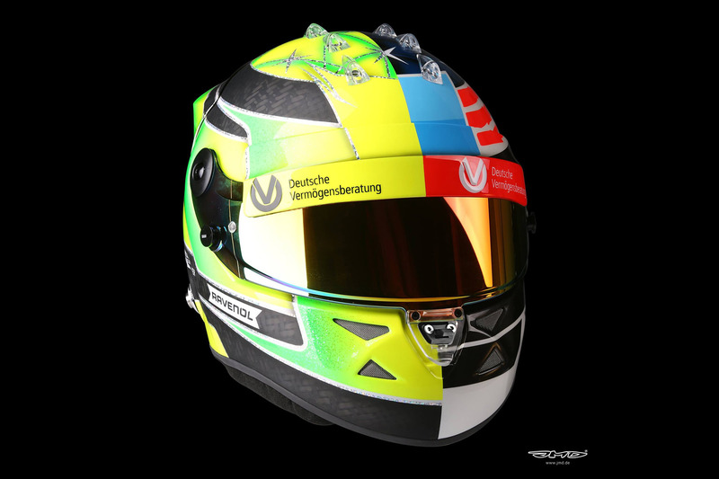 Helmdesign von Mick Schumacher für seine Demofahrt mit dem Benetton B194 seines Vaters Michael Schum