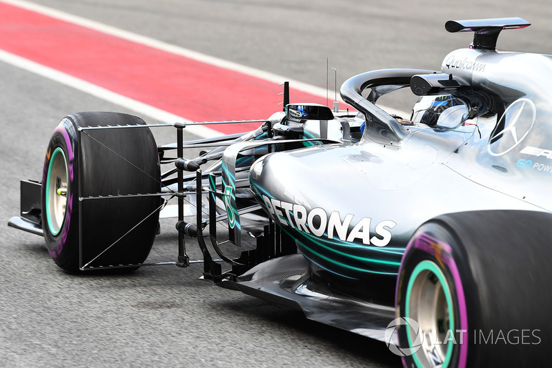 Valtteri Bottas, Mercedes-AMG F1 W09 y un sensor aerodinámico