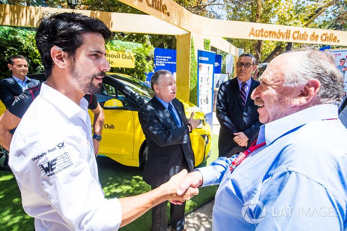 Jean Todt presidente de la FIA en el stand de e-Village, con José María López, Dragon Racing. & Lucas di Grassi, Audi Sport ABT Schaeffler