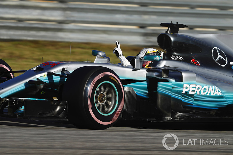 Il poleman Lewis Hamilton, Mercedes AMG F1 W08