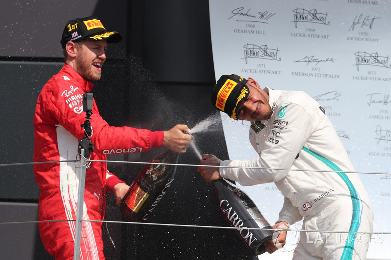 Sebastian Vettel, Ferrari and Lewis Hamilton, Mercedes-AMG F1