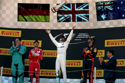 Podium: race winner Lewis Hamilton, Mercedes AMG F1, second place Sebastian Vettel, Ferrari, third place Daniel Ricciardo, Red Bull Racing