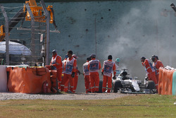Lewis Hamilton, Mercedes AMG F1 W07 Hybrid retired from the race with a blown engine