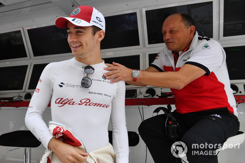 Charles Leclerc, Sauber and Frederic Vasseur, Sauber, Team Principal