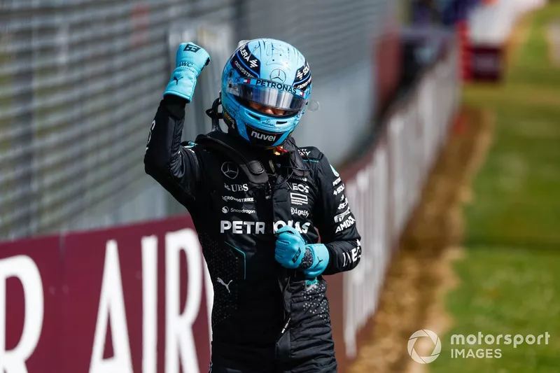 Le poleman George Russell, Mercedes-AMG F1 Team