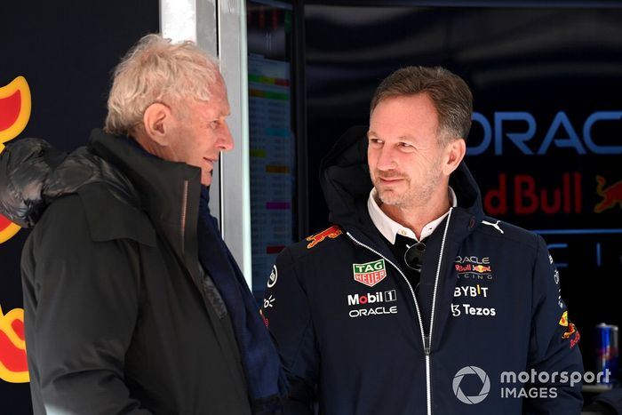 Helmut Marko, consultor de Red Bull Racing, Christian Horner, director de Red Bull Racing
