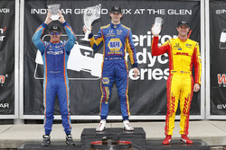 Race winner Alexander Rossi, Herta - Andretti Autosport Honda, second place Scott Dixon, Chip Ganassi Racing Honda, third place Ryan Hunter-Reay, Andretti Autosport Honda