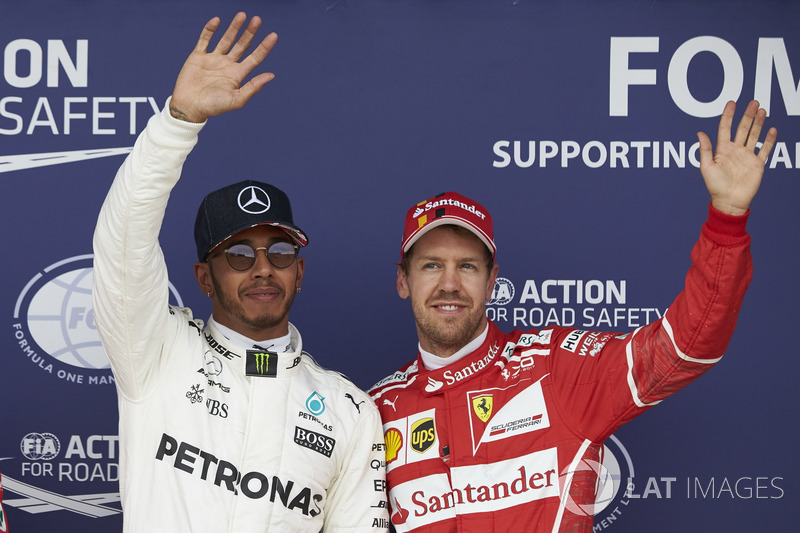  Pole man Lewis Hamilton, Mercedes AMG F1, Sebastian Vettel, Ferrari