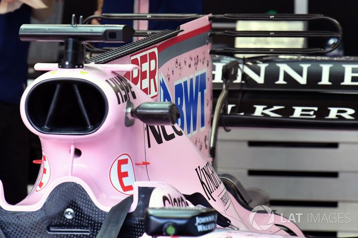 Sahara Force India VJM10 detalle de la aleta de la tapa motor