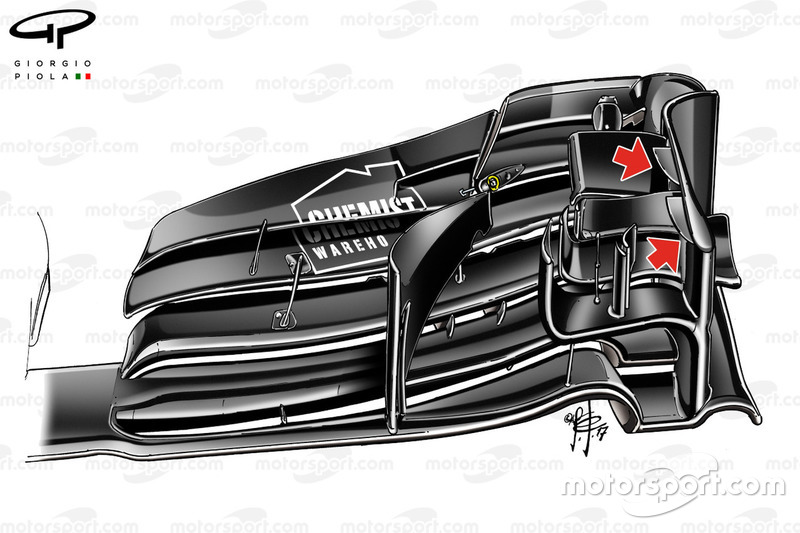 Williams F40, detalle de ala delantera