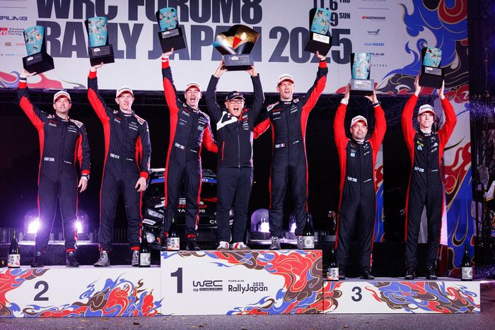 Elfyn Evans, Scott Martin, Toyota Gazoo Racing WRT Toyota GR Yaris Rally1, Sébastien Ogier, Vincent Landais, Toyota Gazoo Racing WRT Toyota GR Yaris Rally1, Sami Pajari, Marko Salminen, Toyota Gazoo Racing WRT Toyota GR Yaris Rally1.