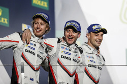 Podium: second place Timo Bernhard, Earl Bamber, Brendon Hartley, Porsche Team